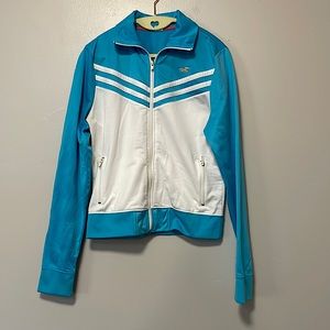 Hollister retro blue and white zip front sweatshirt. Sz XL